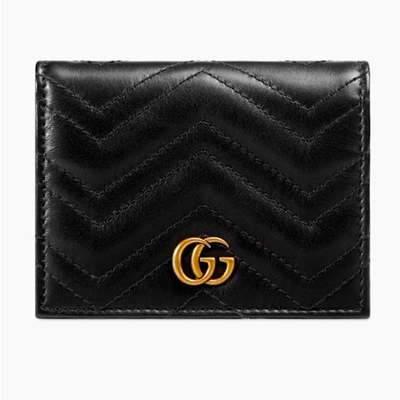 Authentic GUCCI GG Black Leather Marmont Compact Bifold Wallet - Picture 1 of 9